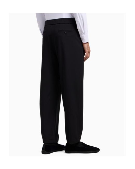 Giorgio Armani Blue Pleat Detailed Trousers for men