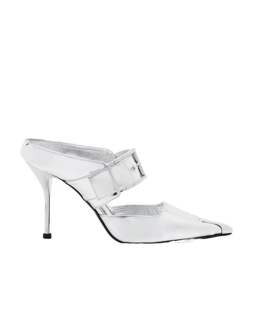 Alexander McQueen White Pointed Toe Slip-On Pumps