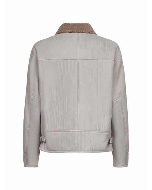 Brunello Cucinelli Gray Long Sleeved Zip-Up Jacket for men
