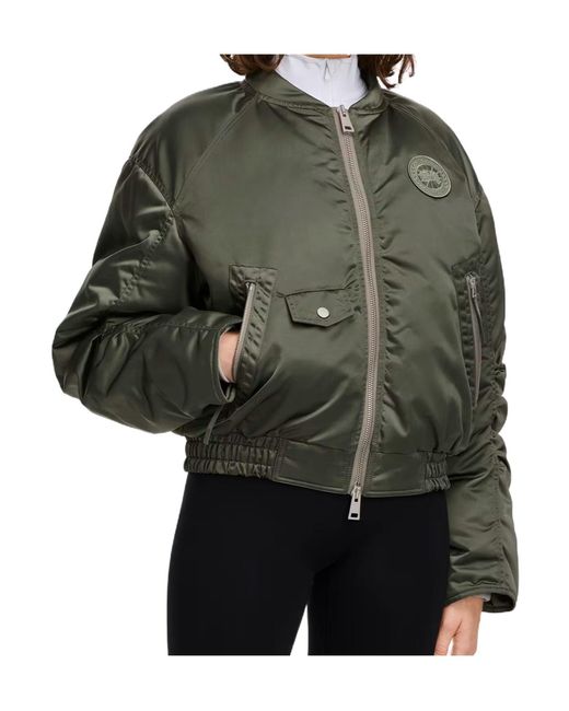 Canada Goose Green Jade Down Satin Bomber Jacket