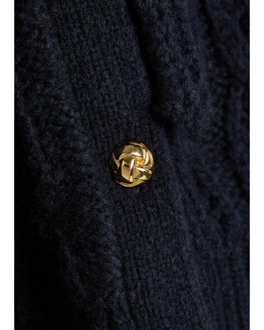 FRAME Blue Cape-Effect Cable-Knit Wool-Blend Cardigan