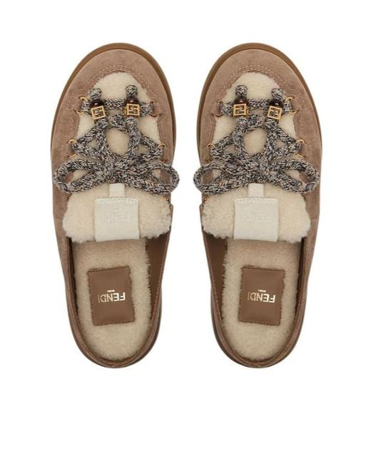 Fendi Brown Apres Chic Lace-Up Sabots