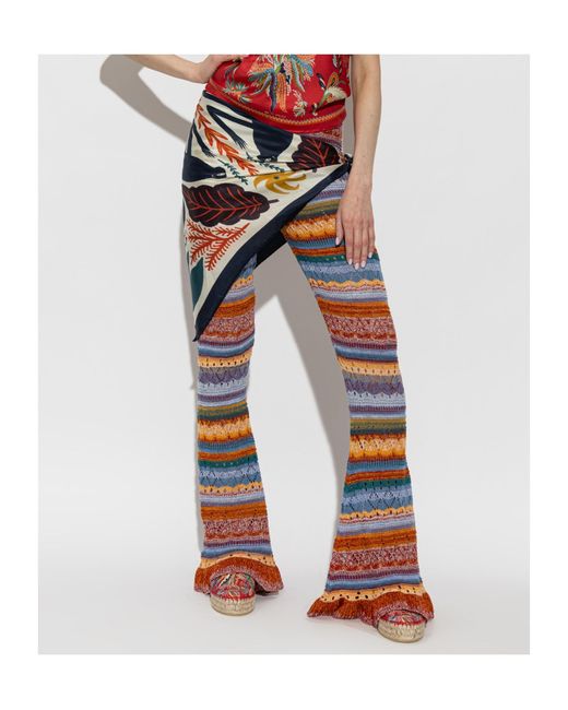 Etro Red Pattern-Printed Platform Espadrilles