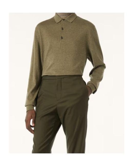 Loro Piana Green Long-Sleeved Polo Shirt for men