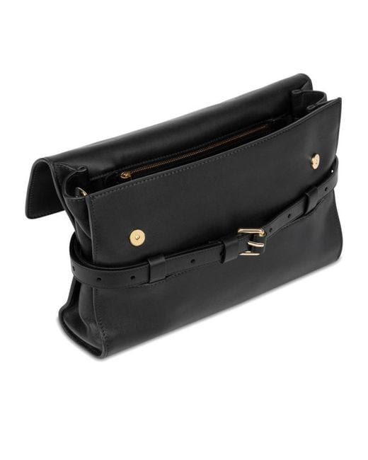 Moschino Black Logo Embossed Shoulder Bag