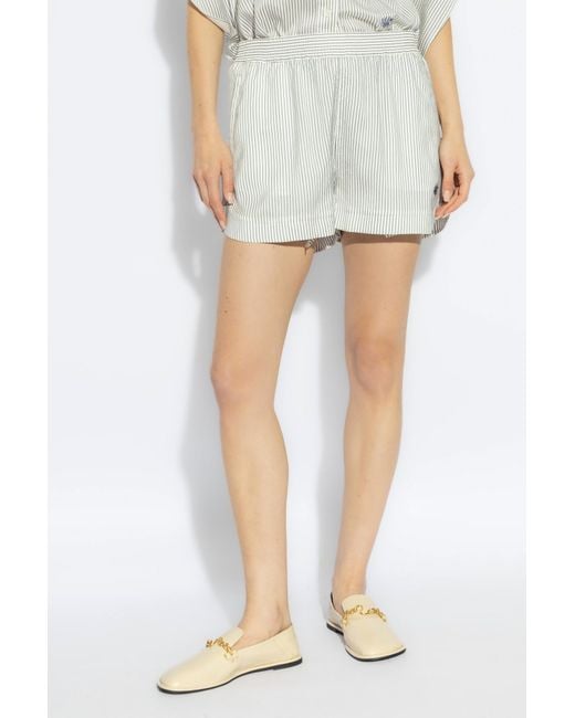 Stella McCartney White Striped Silk Shorts