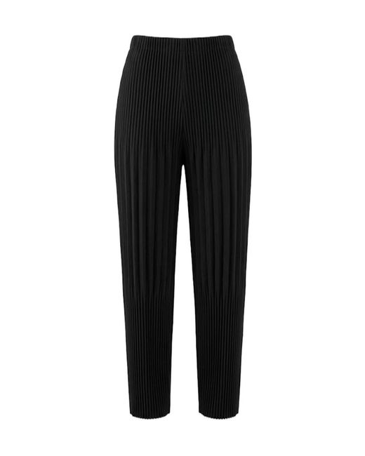 Homme Plissé Issey Miyake Black Plissé-Effect Trousers for men