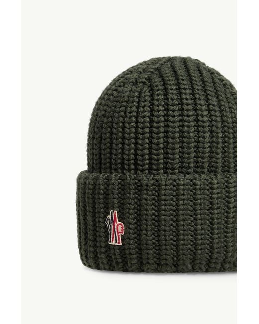 Moncler Green Logo Wool Beanie for men