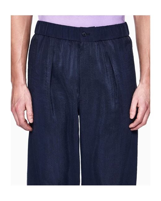 Giorgio Armani Blue Pleated Trousers for men