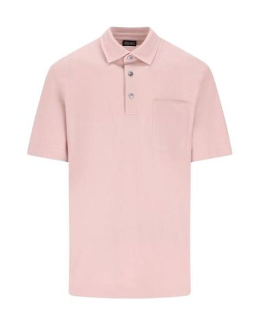 Zegna Pink Short-Sleeved Buttoned Polo Shirt for men
