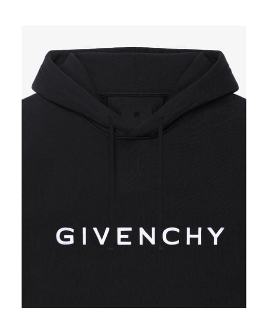 Givenchy Black Logo Printed Drawstring Hoodie for men
