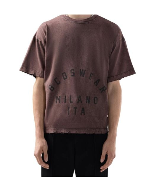 Gcds Purple Distressed-Effect Graphic-Print T-Shirt for men