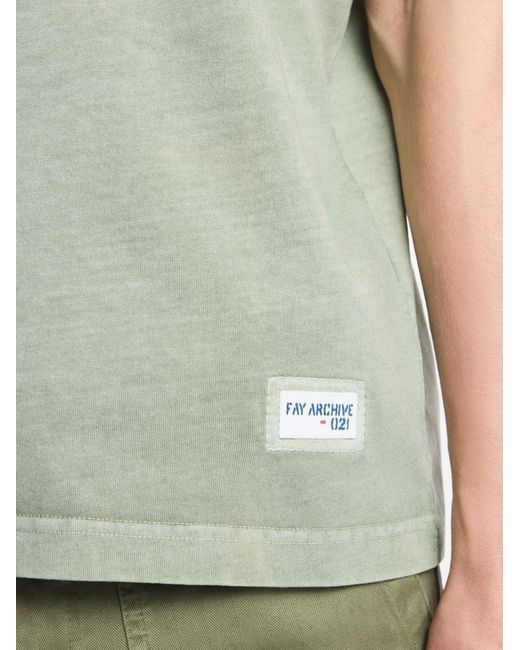 Fay Green Archive Logo Patch T-Shirt for men