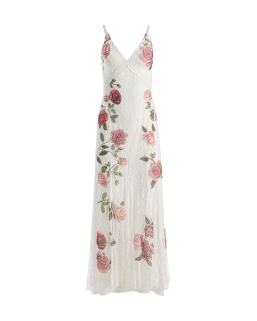 Alice + Olivia White Alice Olivia Nisa Floral Printed Long Dress
