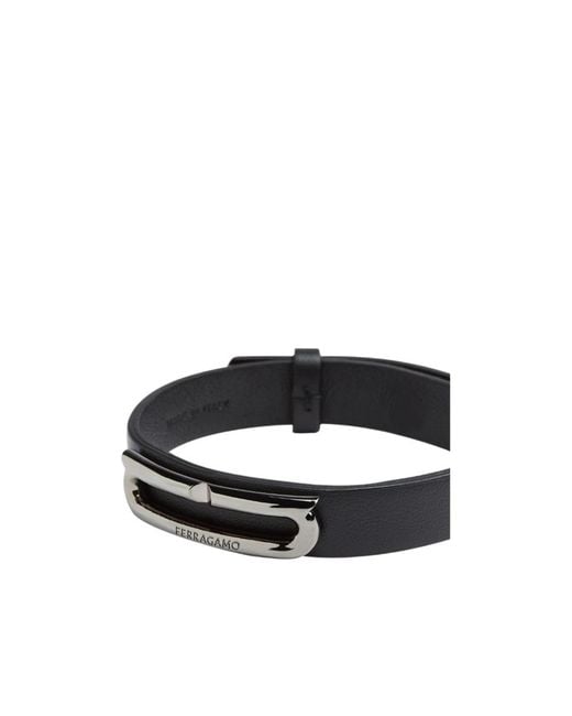 Ferragamo White Ferragamo Gancini Ornament Bracelet for men