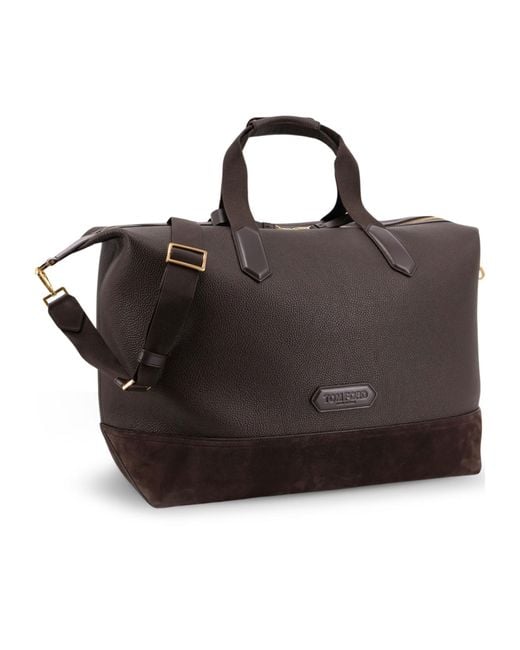 Tom Ford Brown Two-Tone Fabric-Trim Travel Bag for men