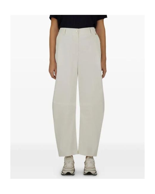 Herno White Barrel-Leg Trousers