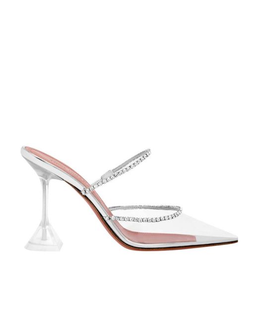 AMINA MUADDI White Logo High-Heeled Sandals