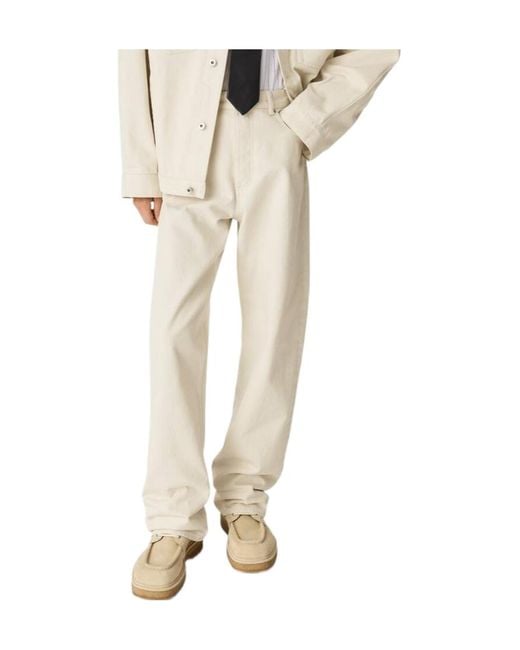 Bottega Veneta Natural Turned Up Hem Wide-Leg Jeans for men