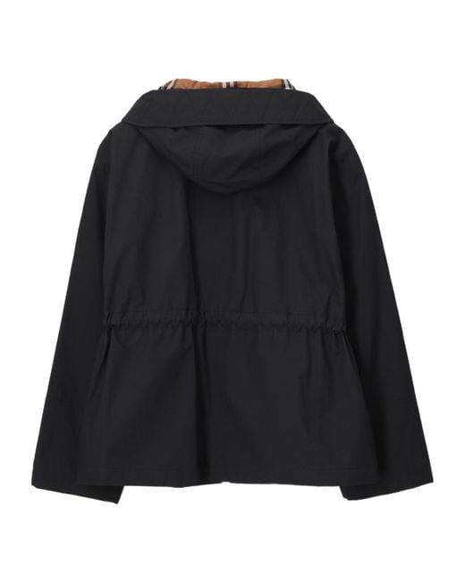 Burberry Black Plaid Hooded Long-Sleeved Jacket