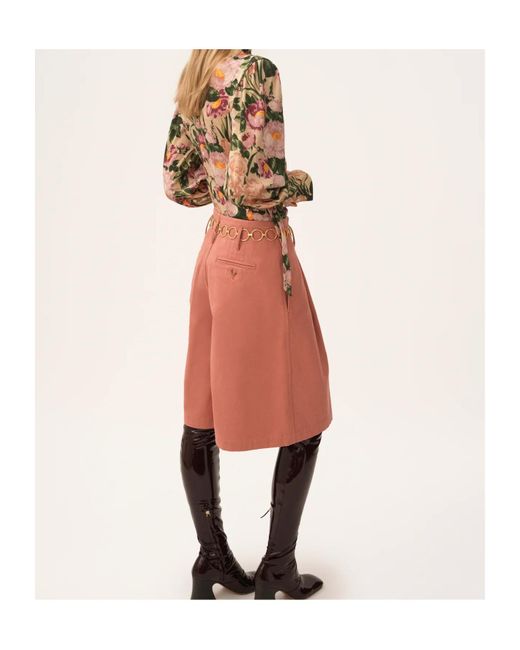 Chloé Pink Chloé High-Waisted Elephant-Leg Shorts