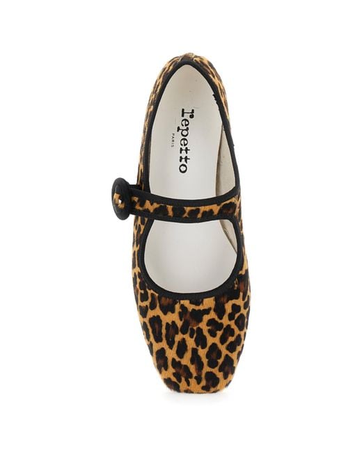 Repetto Brown Georgia Leopard Printed Mary Jane Flats