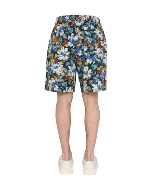 YMC Blue Floral Print Shorts for men