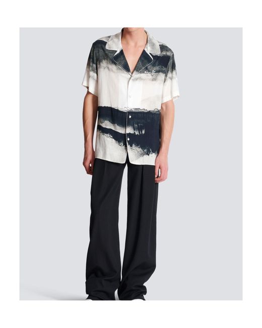 Balmain Gray Pyjama Shirt With Moon Print for men
