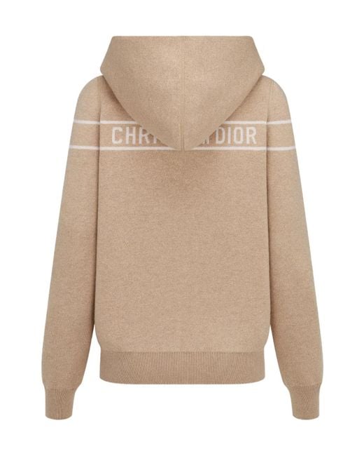 Dior Reversible Zipped Cardigan With Hood in Natural | Lyst