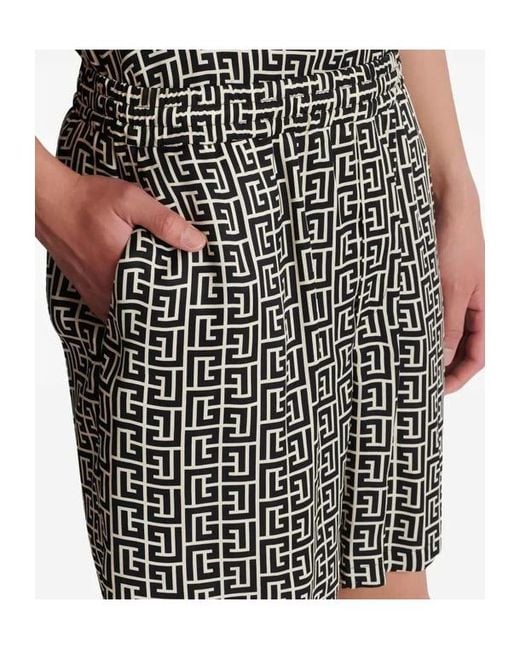 Balmain Black Monogram-Pattern Shorts for men