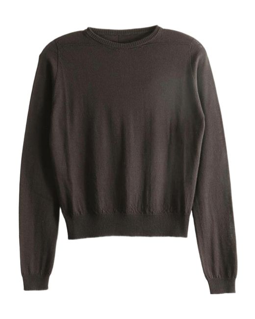 Rick Owens Gray Ribbed-Trim Fine-Knit Sweater