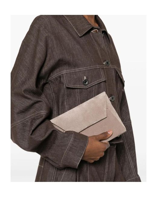 Brunello Cucinelli Gray Chain Strap Shoulder Bag