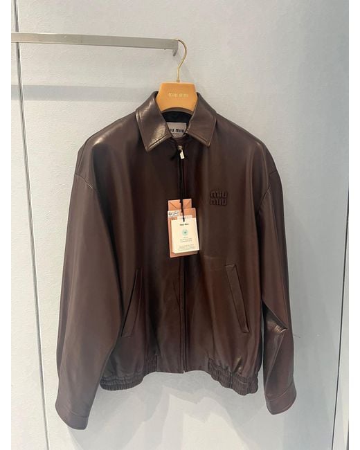 Miu Miu Brown Nappa Leather Jacket