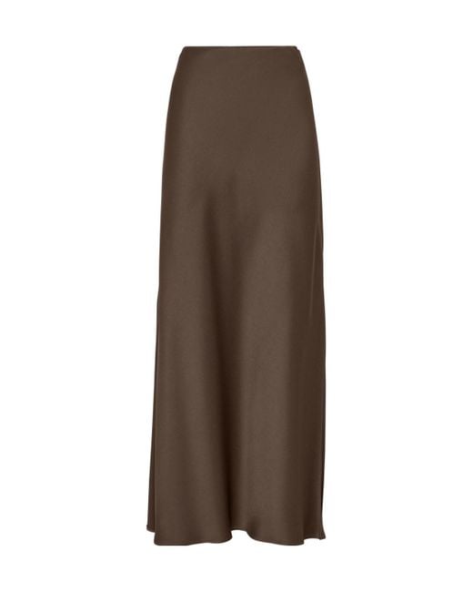 Brunello Cucinelli Brown Satin Maxi Skirt