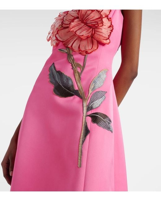 Leo Pink C Floral-Appliqué Cocktail Dress