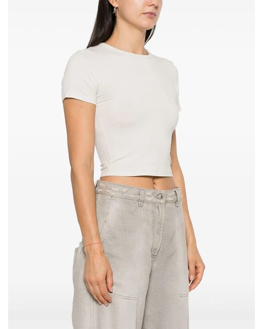 Entire studios White Short Sleeved Crewneck Cropped T-Shirt