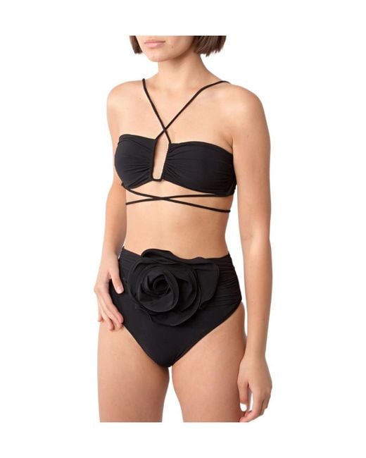 Magda Butrym Black Floral-Appliqué Bikini Bottom