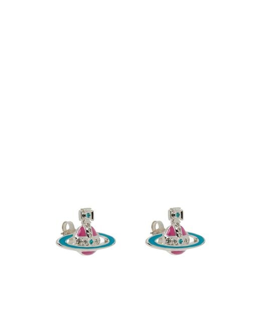 Vivienne Westwood White Small Neo Bas Relief Earrings