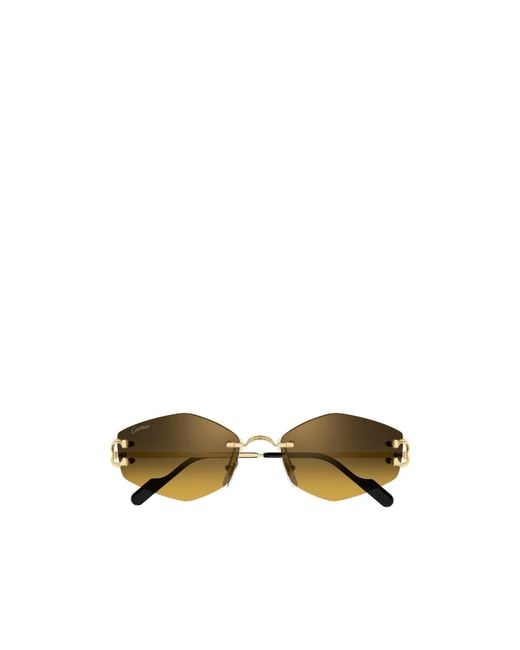 Cartier Yellow Rimless Irregular-Shape Sunglasses for men