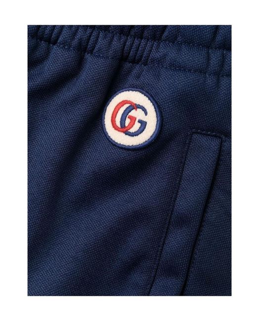 Gucci Blue Web-Stripe Drawstring Track Pants