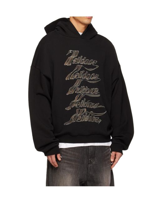 we11done Black Ribbon-Logo Hoodie for men
