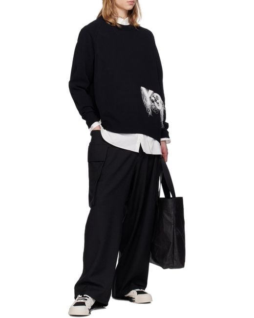 Y-3 Black Elasticated Waistband Drawstring Cargo Trousers for men
