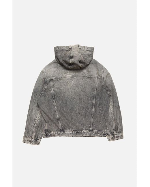 Acne Gray Hooded Denim Jacket for men