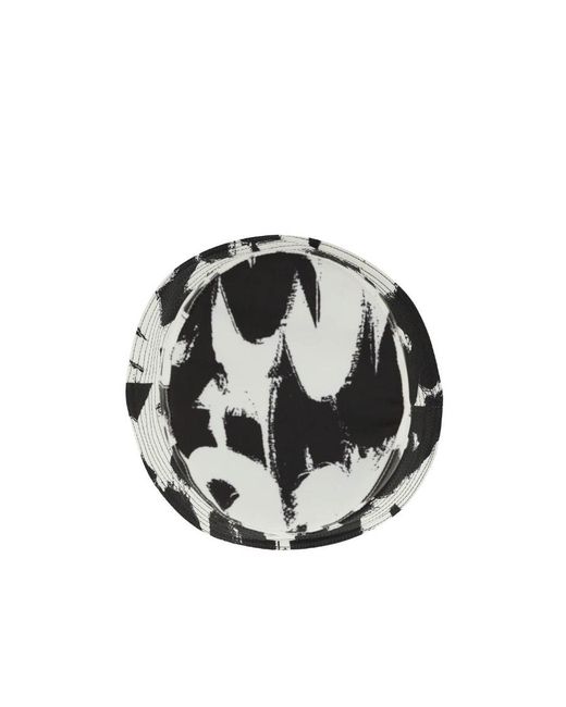 McQueen White Painterly-Print Bucket Hat