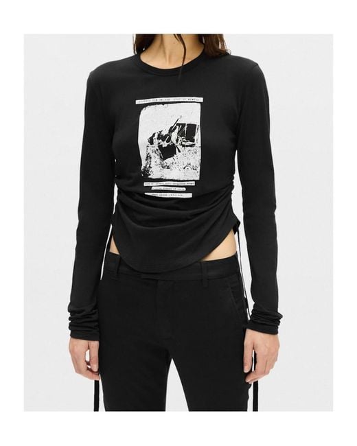 Ann Demeulemeester Black Dot Graphic-Print Ruched Top