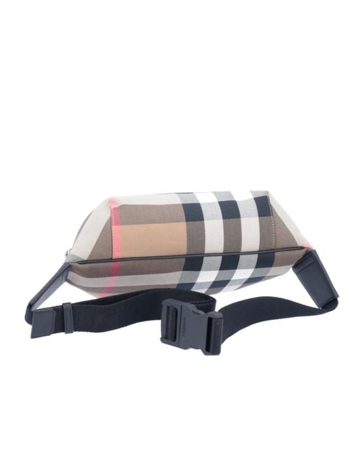 Burberry Gray Check Pattern Zipped Belt Bag for men