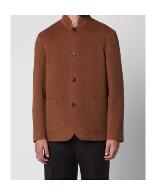 Loro Piana Brown Long-Sleeve Button-Up Jacket for men