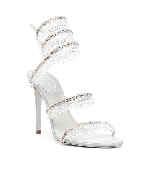 Rene Caovilla White Stiletto High Heel Sandals