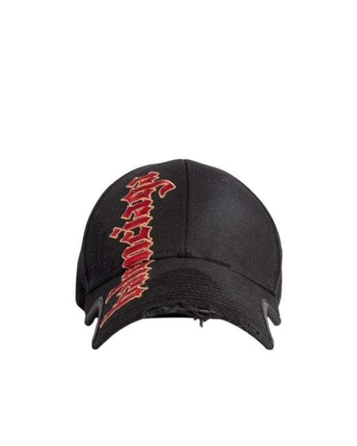 Balenciaga Black Distressed Gothic Placement No Closure Cap for men