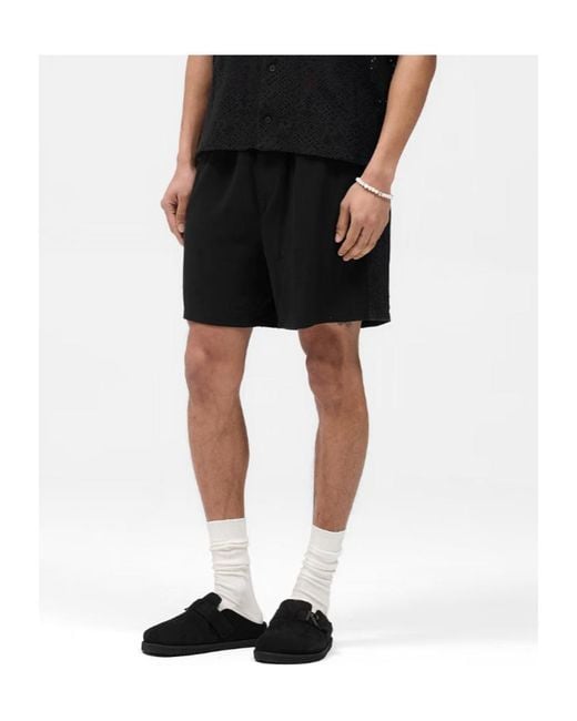 Represent Black Knitted Panel Shorts for men